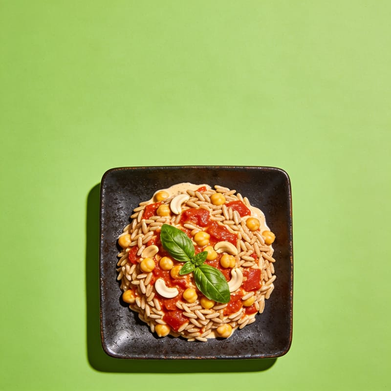 Creamy Tomato Chickpea Orzo
