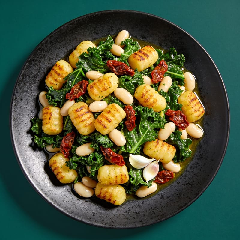 Crispy Gnocchi with Kale & Sun-Dried Tomato
