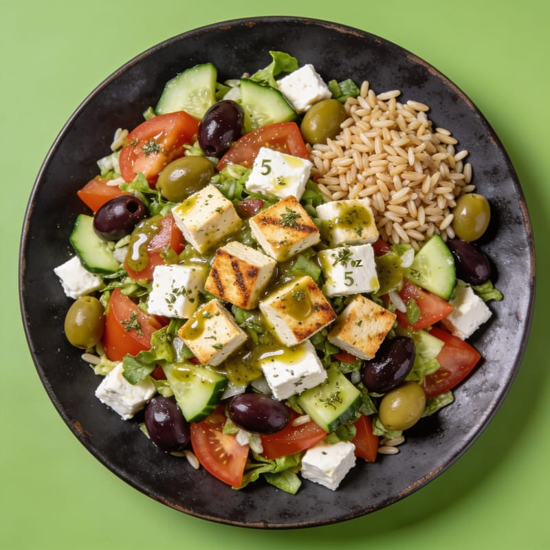 Greek Chopped Salad with Tofu Feta