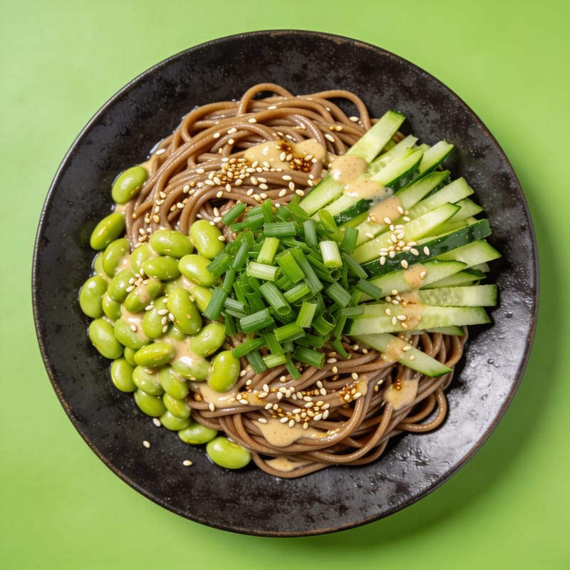 Chilled Sesame Soba with Edamame