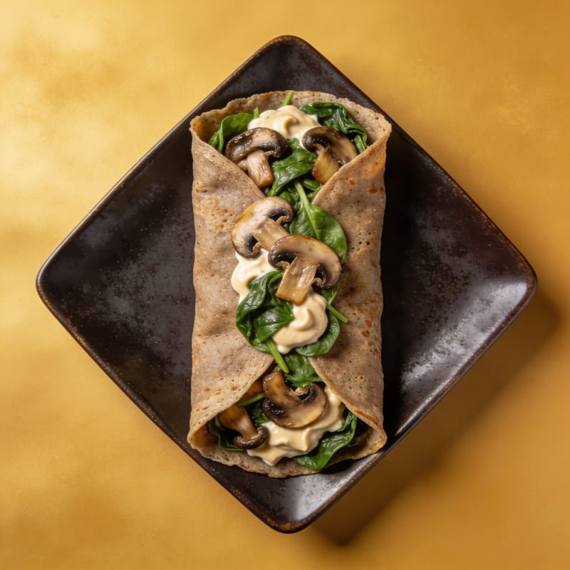 Savory Spinach Mushroom Crêpes